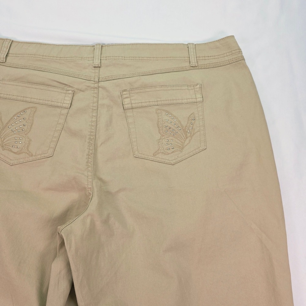 New Just My Size JMS Khaki Bermuda‎ Shorts 22W Slimming Panel Butterfly Pockets - Picture 6 of 7
